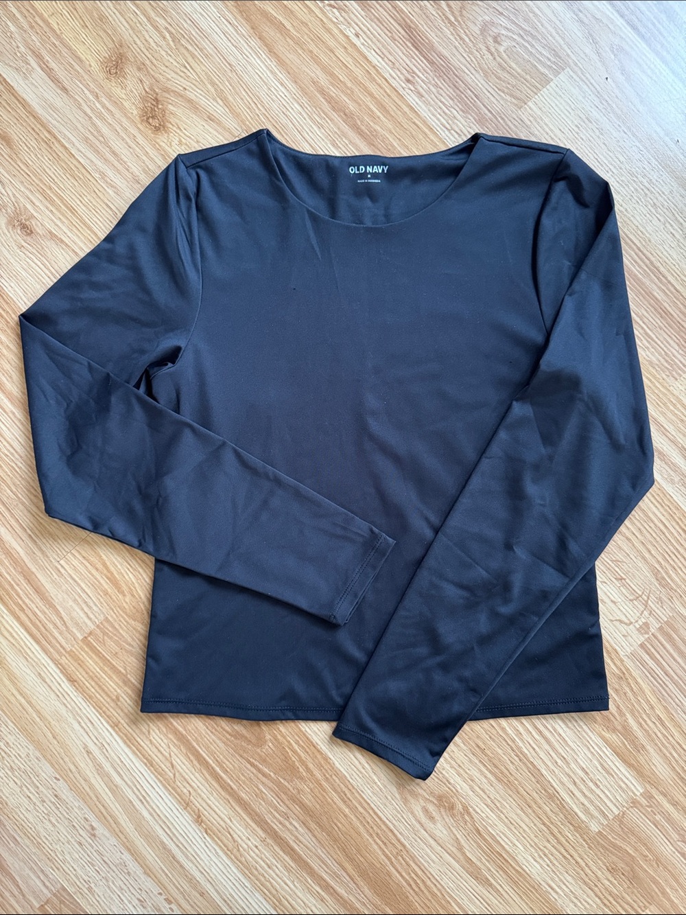 Old Navy Black Long Sleeve Scoop Neck Top ✨ size L